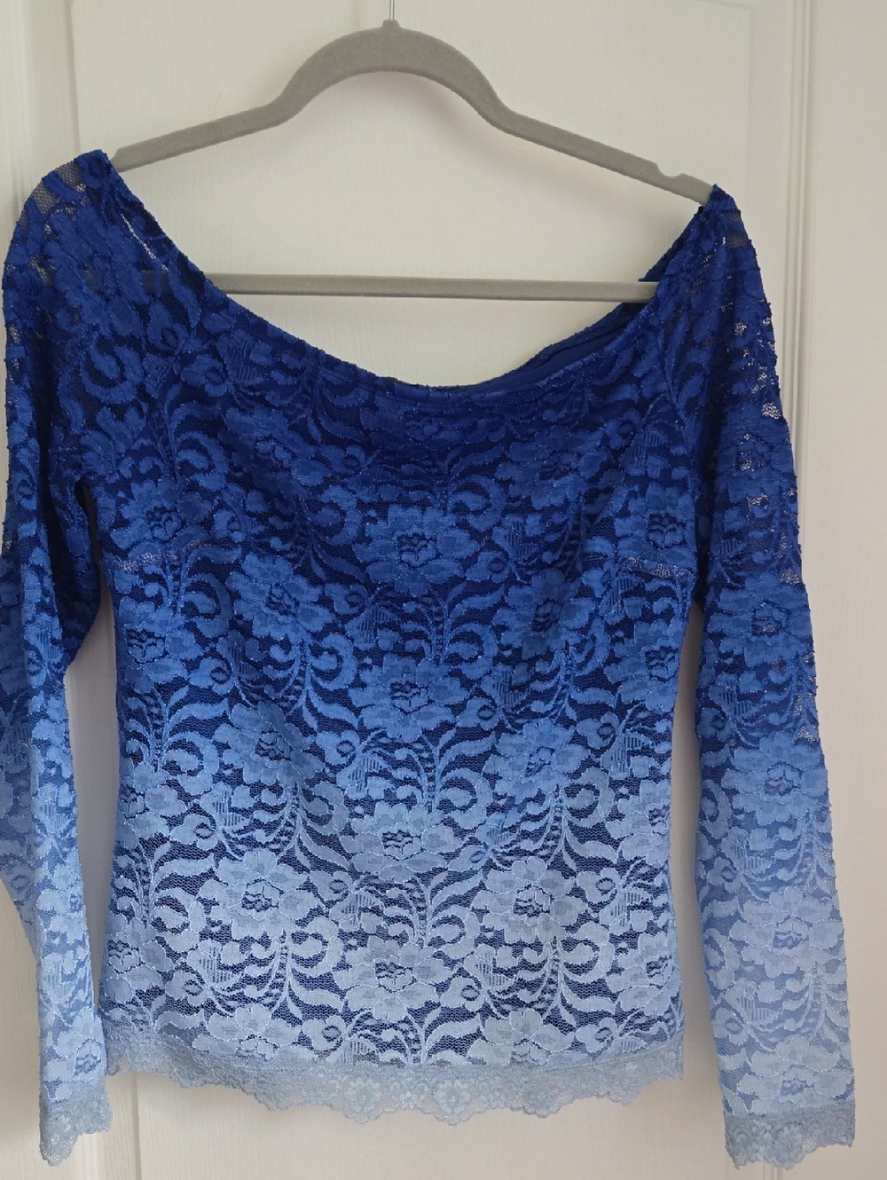 VENUS Royal Blue Lace Off Shoulder Top...fitted....super Sexy.